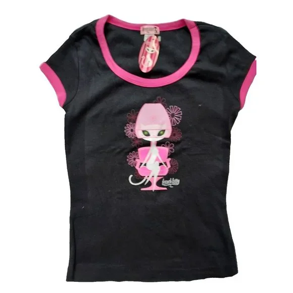 Vintage French Kitty by Mighty Fine Womens Top, Hair Salon, Black, Medium - Picture 2 of 4